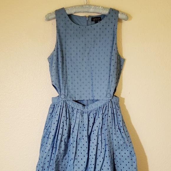 topshop blue pinafore dress
